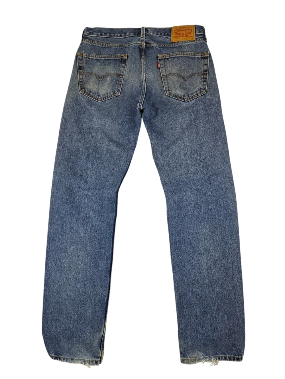 Levi’s 505 Straight Leg Jeans Men’s 33x34 Medium Wash Distressed Faded Worn In